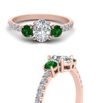 Load image into Gallery viewer, petite-micropave-oval-shaped-three-stone-diamond-engagement-ring-with-emerald-in-rose-gold-FD9383OVRGEMGR-NL-RG
