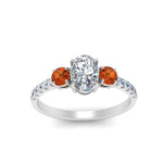 Load image into Gallery viewer, petite-micropave-oval-shaped-three-stone-diamond-engagement-ring-with-orange-sapphire-in-white-gold-FD9383OVRGSAOR-NL-WG
