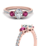 Load image into Gallery viewer, petite-micropave-oval-shaped-three-stone-diamond-engagement-ring-with-pink-sapphire-in-rose-gold-FD9383OVRGSADRPI-NL-RG

