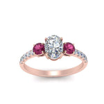 Load image into Gallery viewer, petite-micropave-oval-shaped-three-stone-diamond-engagement-ring-with-pink-sapphire-in-rose-gold-FD9383OVRGSADRPI-NL-RG
