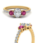 Load image into Gallery viewer, petite-micropave-oval-shaped-three-stone-diamond-engagement-ring-with-pink-sapphire-in-yellow-gold-FD9383OVRGSADRPI-NL-YG
