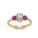 Load image into Gallery viewer, petite-micropave-oval-shaped-three-stone-diamond-engagement-ring-with-pink-sapphire-in-yellow-gold-FD9383OVRGSADRPI-NL-YG
