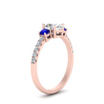 Load image into Gallery viewer, petite-micropave-oval-shaped-three-stone-diamond-engagement-ring-with-sapphire-in-rose-gold-FD9383OVRGSABL-NL-RG
