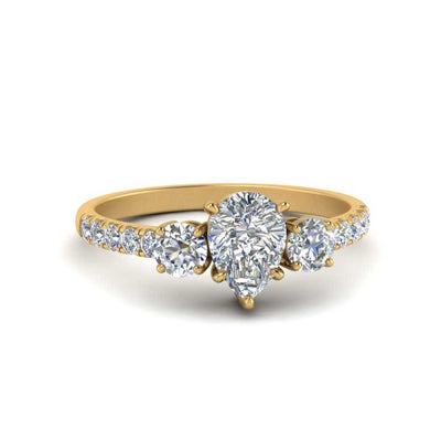 Pear Shaped Petite Micropave Three Stone Ring