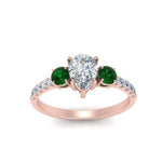 Load image into Gallery viewer, petite-micropave-pear-shaped-three-stone-diamond-engagement-ring-with-emerald-in-rose-gold-FD9383PERGEMGR-NL-RG
