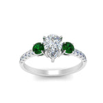 Load image into Gallery viewer, petite-micropave-pear-shaped-three-stone-diamond-engagement-ring-with-emerald-in-white-gold-FD9383PERGEMGR-NL-WG
