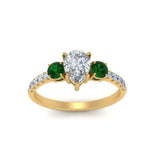 Load image into Gallery viewer, petite-micropave-pear-shaped-three-stone-diamond-engagement-ring-with-emerald-in-yellow-gold-FD9383PERGEMGR-NL-YG
