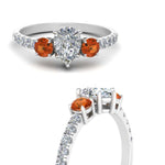Load image into Gallery viewer, petite-micropave-pear-shaped-three-stone-diamond-engagement-ring-with-orange-sapphire-in-white-gold-FD9383PERGSAOR-NL-WG
