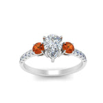 Load image into Gallery viewer, petite-micropave-pear-shaped-three-stone-diamond-engagement-ring-with-orange-sapphire-in-white-gold-FD9383PERGSAOR-NL-WG
