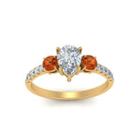 Load image into Gallery viewer, petite-micropave-pear-shaped-three-stone-diamond-engagement-ring-with-orange-sapphire-in-yellow-gold-FD9383PERGSAOR-NL-YG
