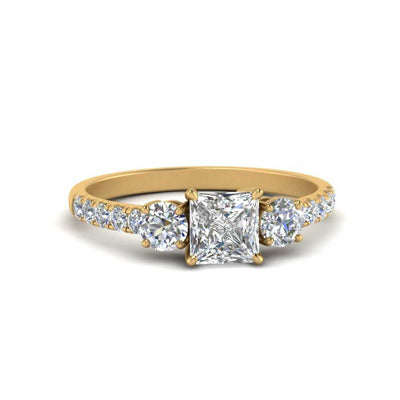 Petite Micropave Three Stone Princess Diamond Ring