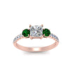 Load image into Gallery viewer, petite-micropave-princess-cut-three-stone-diamond-engagement-ring-with-emerald-in-rose-gold-FD9383PRRGEMGR-NL-RG