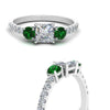 Load image into Gallery viewer, petite-micropave-princess-cut-three-stone-diamond-engagement-ring-with-emerald-in-white-gold-FD9383PRRGEMGR-NL-WG