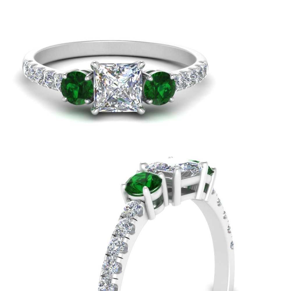 petite-micropave-princess-cut-three-stone-diamond-engagement-ring-with-emerald-in-white-gold-FD9383PRRGEMGR-NL-WG