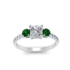 Load image into Gallery viewer, petite-micropave-princess-cut-three-stone-diamond-engagement-ring-with-emerald-in-white-gold-FD9383PRRGEMGR-NL-WG