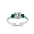 Thumbnail 55 - petite-micropave-princess-cut-three-stone-diamond-engagement-ring-with-emerald-in-white-gold-FD9383PRRGEMGR-NL-WG
