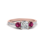 Load image into Gallery viewer, petite-micropave-princess-cut-three-stone-diamond-engagement-ring-with-pink-sapphire-in-rose-gold-FD9383PRRGSADRPI-NL-RG
