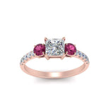 Load image into Gallery viewer, petite-micropave-princess-cut-three-stone-diamond-engagement-ring-with-pink-sapphire-in-rose-gold-FD9383PRRGSADRPI-NL-RG
