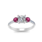 Load image into Gallery viewer, petite-micropave-princess-cut-three-stone-diamond-engagement-ring-with-pink-sapphire-in-white-gold-FD9383PRRGSADRPI-NL-WG
