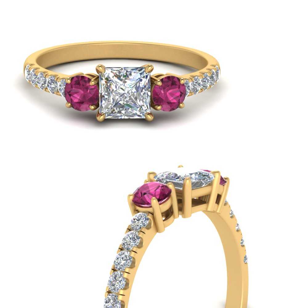 petite-micropave-princess-cut-three-stone-diamond-engagement-ring-with-pink-sapphire-in-yellow-gold-FD9383PRRGSADRPI-NL-YG