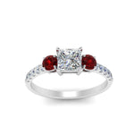 Load image into Gallery viewer, petite-micropave-princess-cut-three-stone-diamond-engagement-ring-with-ruby-in-white-gold-FD9383PRRGRUDR-NL-WG
