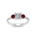 Thumbnail 70 - petite-micropave-princess-cut-three-stone-diamond-engagement-ring-with-ruby-in-white-gold-FD9383PRRGRUDR-NL-WG