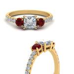 Load image into Gallery viewer, petite-micropave-princess-cut-three-stone-diamond-engagement-ring-with-ruby-in-yellow-gold-FD9383PRRGRUDR-NL-YG
