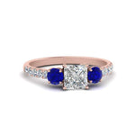 Load image into Gallery viewer, petite-micropave-princess-cut-three-stone-diamond-engagement-ring-with-sapphire-in-rose-gold-FD9383PRRGSABL-NL-RG
