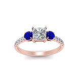 Load image into Gallery viewer, petite-micropave-princess-cut-three-stone-diamond-engagement-ring-with-sapphire-in-rose-gold-FD9383PRRGSABL-NL-RG
