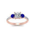 Thumbnail 8 - petite-micropave-princess-cut-three-stone-diamond-engagement-ring-with-sapphire-in-rose-gold-FD9383PRRGSABL-NL-RG