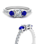 Load image into Gallery viewer, petite-micropave-princess-cut-three-stone-diamond-engagement-ring-with-sapphire-in-white-gold-FD9383PRRGSABL-NL-WG
