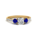 Thumbnail 16 - petite-micropave-princess-cut-three-stone-diamond-engagement-ring-with-sapphire-in-yellow-gold-FD9383PRRGSABL-NL-YG