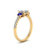 Load image into Gallery viewer, petite-micropave-princess-cut-three-stone-diamond-engagement-ring-with-sapphire-in-yellow-gold-FD9383PRRGSABL-NL-YG
