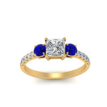 Load image into Gallery viewer, petite-micropave-princess-cut-three-stone-diamond-engagement-ring-with-sapphire-in-yellow-gold-FD9383PRRGSABL-NL-YG
