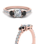 Load image into Gallery viewer, petite-micropave-princess-cut-three-stone-engagement-ring-with-black-diamond-in-rose-gold-FD9383PRRGBLACK-NL-RG
