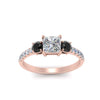Load image into Gallery viewer, petite-micropave-princess-cut-three-stone-engagement-ring-with-black-diamond-in-rose-gold-FD9383PRRGBLACK-NL-RG