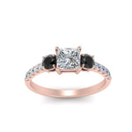 Load image into Gallery viewer, petite-micropave-princess-cut-three-stone-engagement-ring-with-black-diamond-in-rose-gold-FD9383PRRGBLACK-NL-RG
