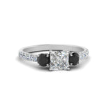 Load image into Gallery viewer, petite-micropave-princess-cut-three-stone-engagement-ring-with-black-diamond-in-white-gold-FD9383PRRGBLACK-NL-WG

