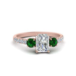 Load image into Gallery viewer, petite-micropave-radiant-cut-three-stone-diamond-engagement-ring-with-emerald-in-rose-gold-FD9383RARGEMGR-NL-RG

