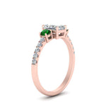 Load image into Gallery viewer, petite-micropave-radiant-cut-three-stone-diamond-engagement-ring-with-emerald-in-rose-gold-FD9383RARGEMGR-NL-RG
