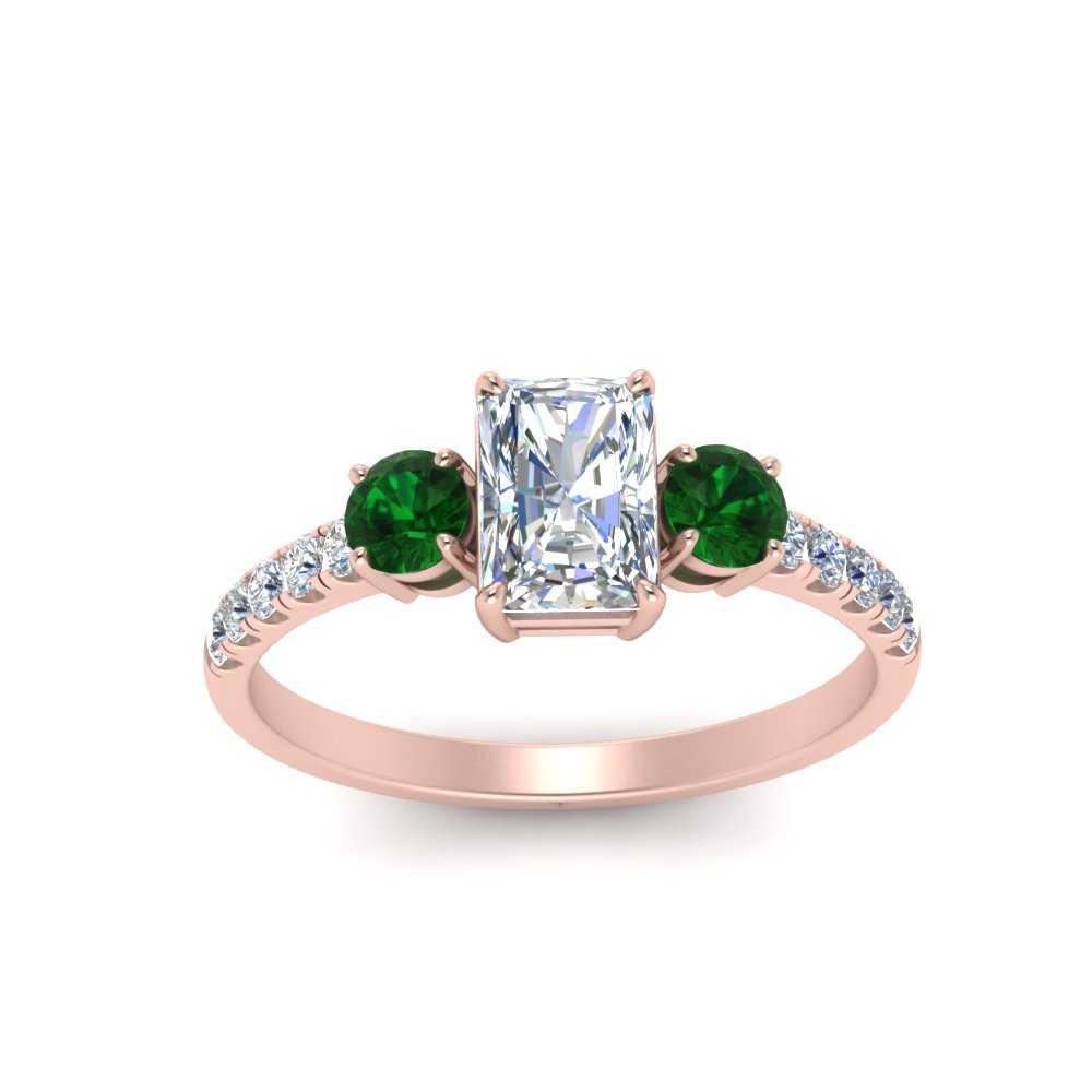petite-micropave-radiant-cut-three-stone-diamond-engagement-ring-with-emerald-in-rose-gold-FD9383RARGEMGR-NL-RG