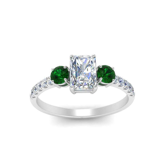 petite-micropave-radiant-cut-three-stone-diamond-engagement-ring-with-emerald-in-white-gold-FD9383RARGEMGR-NL-WG