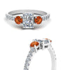 Load image into Gallery viewer, petite-micropave-radiant-cut-three-stone-diamond-engagement-ring-with-orange-sapphire-in-white-gold-FD9383RARGSAOR-NL-WG