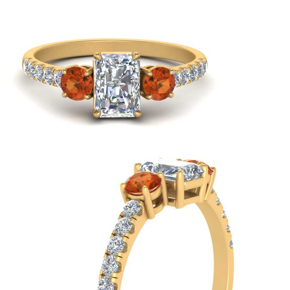 petite-micropave-radiant-cut-three-stone-diamond-engagement-ring-with-orange-sapphire-in-yellow-gold-FD9383RARGSAOR-NL-YG