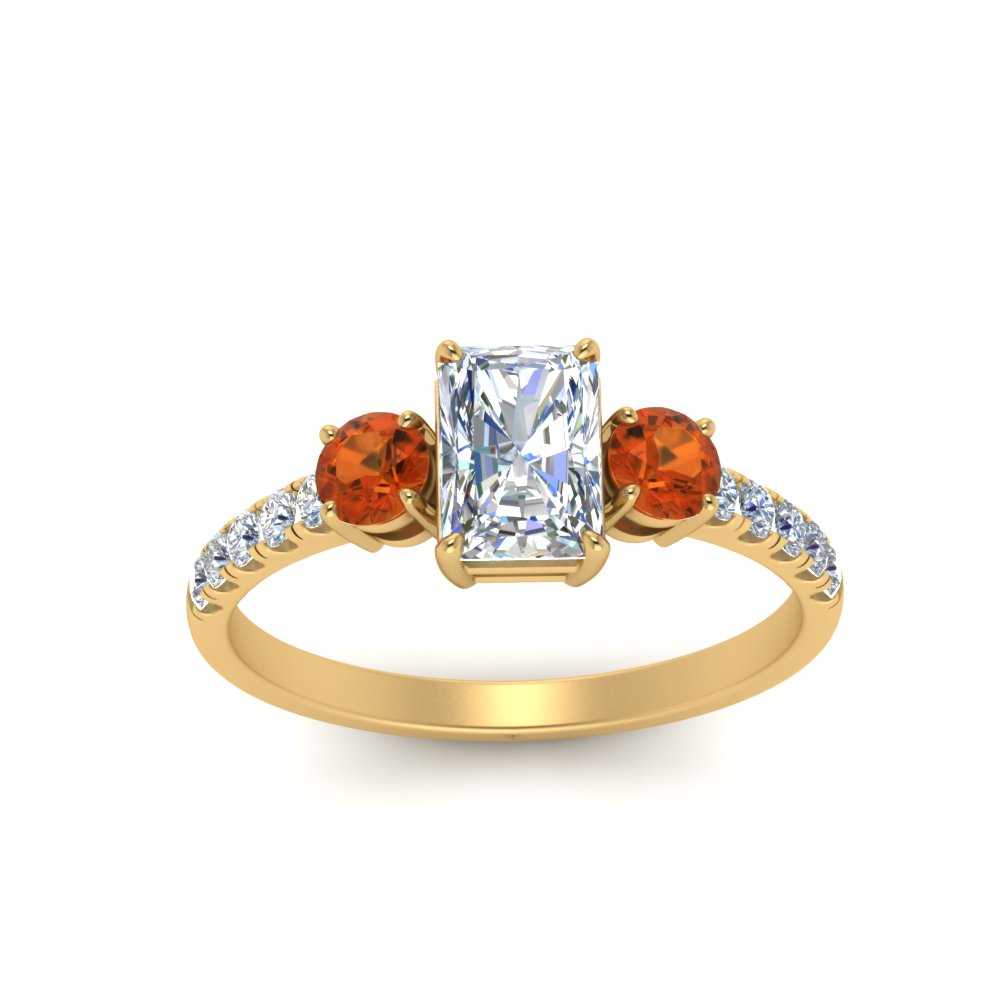petite-micropave-radiant-cut-three-stone-diamond-engagement-ring-with-orange-sapphire-in-yellow-gold-FD9383RARGSAOR-NL-YG