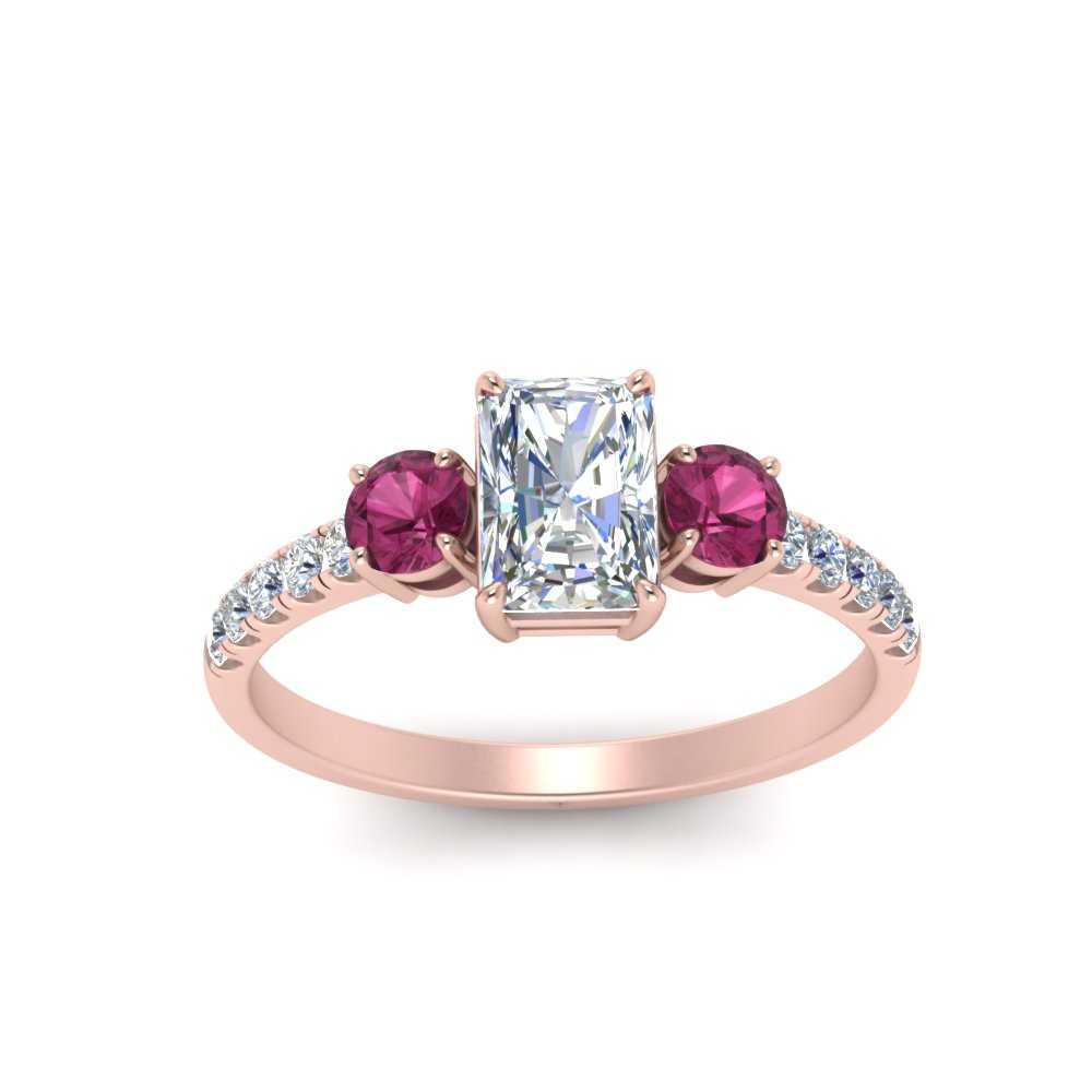 petite-micropave-radiant-cut-three-stone-diamond-engagement-ring-with-pink-sapphire-in-rose-gold-FD9383RARGSADRPI-NL-RG