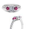 Load image into Gallery viewer, petite-micropave-radiant-cut-three-stone-diamond-engagement-ring-with-pink-sapphire-in-white-gold-FD9383RARGSADRPI-NL-WG