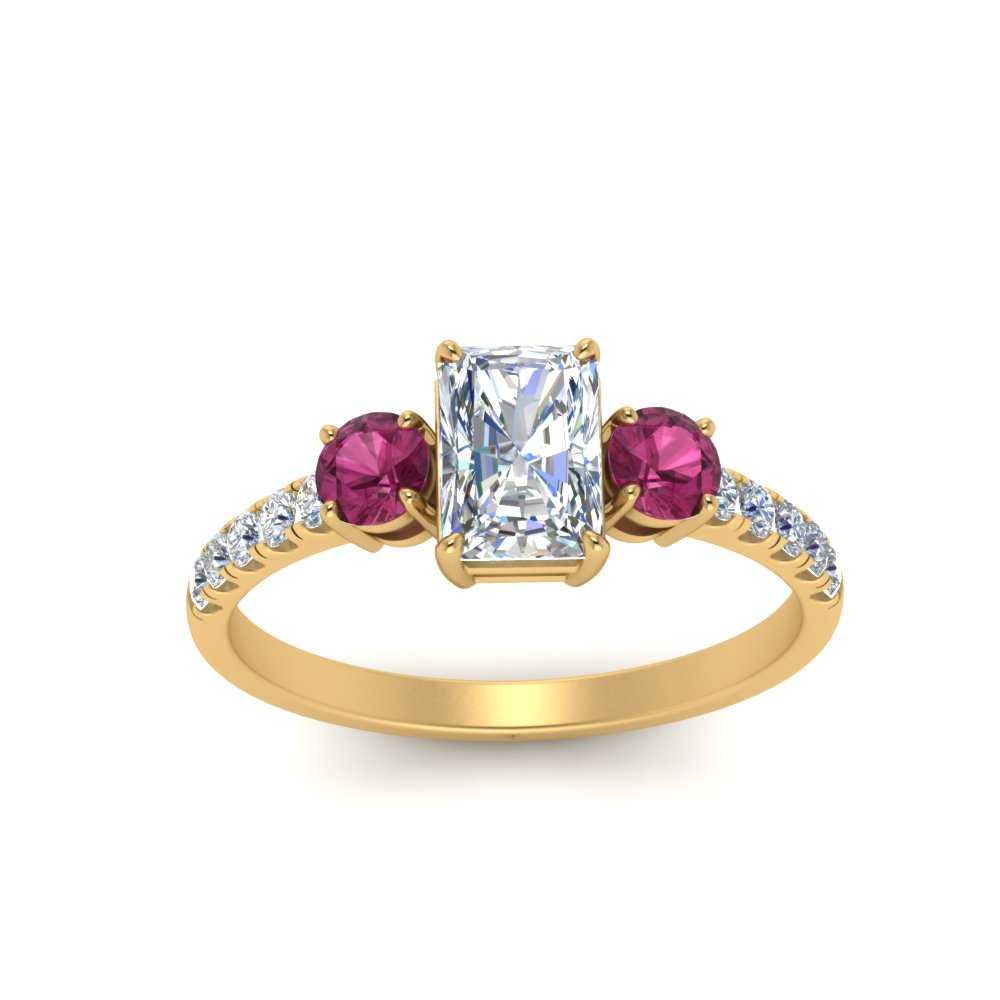 petite-micropave-radiant-cut-three-stone-diamond-engagement-ring-with-pink-sapphire-in-yellow-gold-FD9383RARGSADRPI-NL-YG