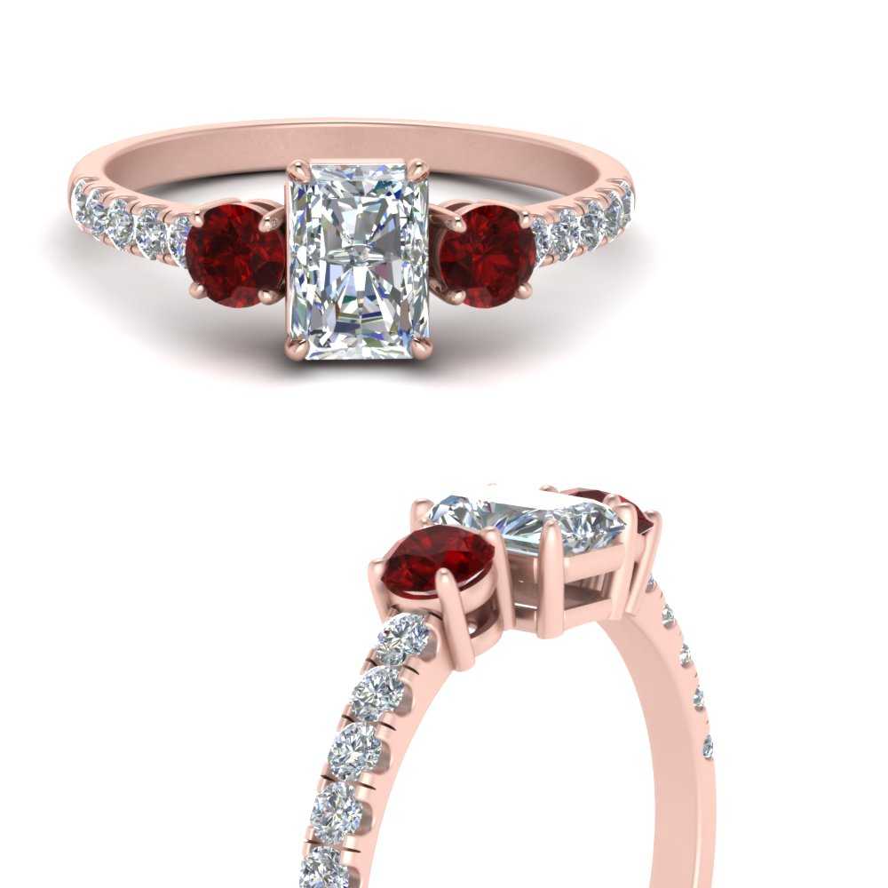 petite-micropave-radiant-cut-three-stone-diamond-engagement-ring-with-ruby-in-rose-gold-FD9383RARGRUDR-NL-RG