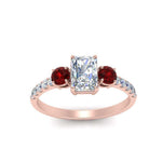 Load image into Gallery viewer, petite-micropave-radiant-cut-three-stone-diamond-engagement-ring-with-ruby-in-rose-gold-FD9383RARGRUDR-NL-RG
